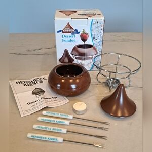 NIB Hershey Chocolate Kiss Dessert Fondue Pot Set, Candy Dish, Valentine's Day